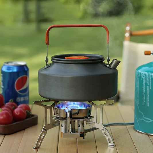 Højeffekt 3-brænder bærbart gaskomfur: vindtæt brænder til camping, picnics og overlevelse